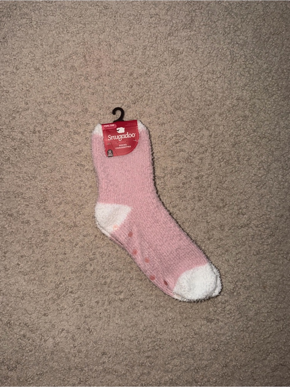 Snugadoo Women’s Pink Plush Cozy Socks with White Accents